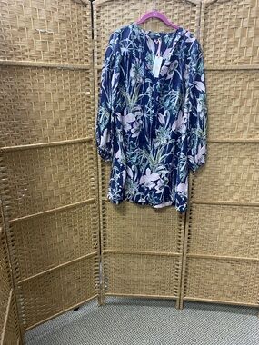 Vineyard Vines Navy Blue Floral Long Sleeve Dress